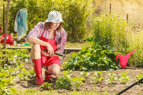 Gardener preparing a clear quotation for a front garden in Emerson Park