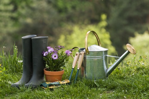 Professional gardener estimating cubic-yard clearance costs