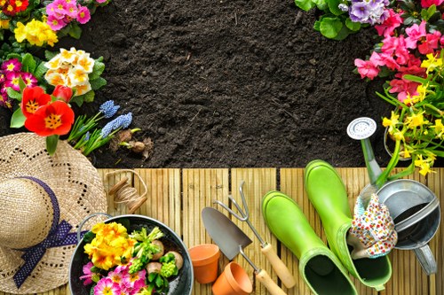 Seasonal garden upkeep in Emerson Park featuring pruning and weed control